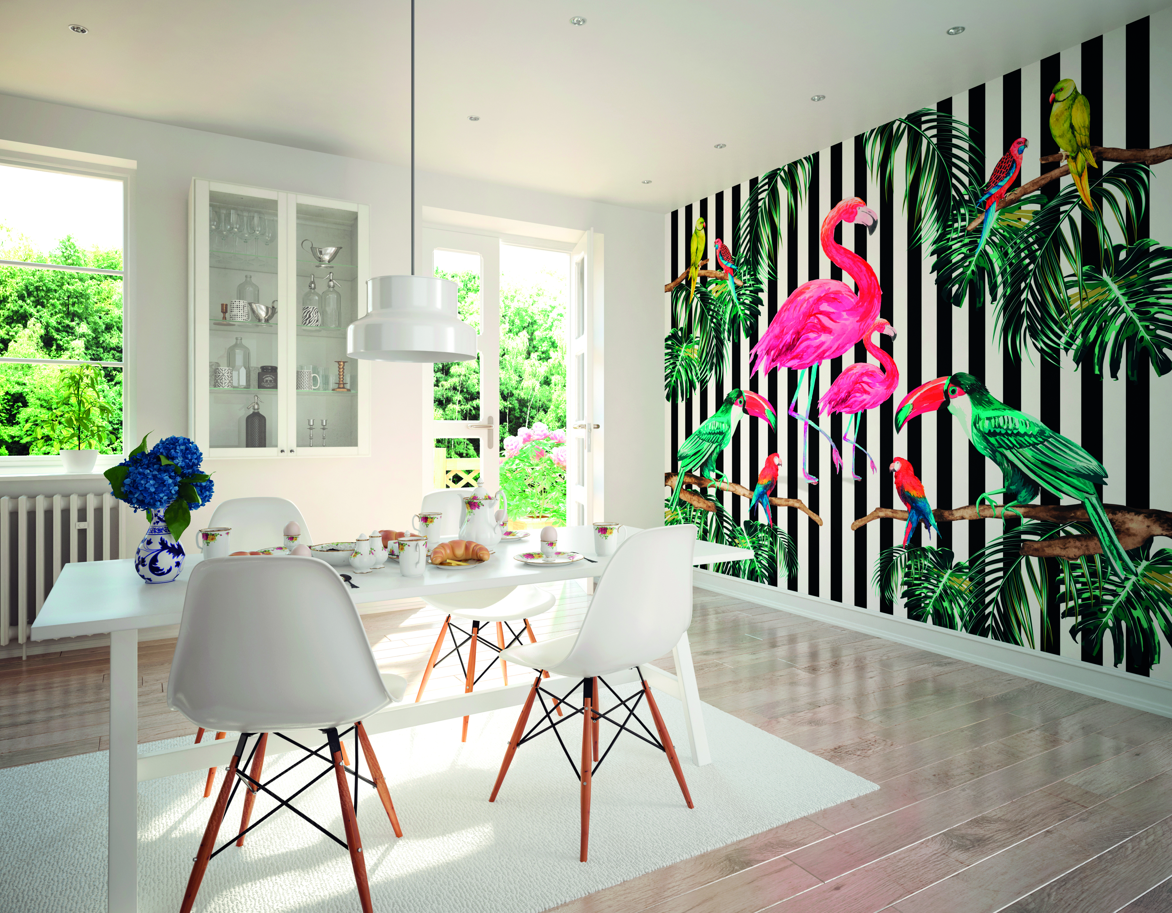 Fototapet Flamingo Stripe L, Multi, Origin Murals, 350x280cm